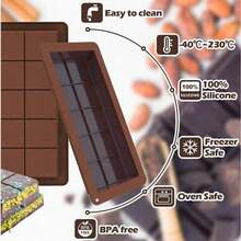 2个/1个超大号巧克力模具托盘，加厚硅胶巧克力模具托盘，迪拜风格巧克力棒模具，适用于DIY烘焙巧克力棒、巧克力、蛋糕、冰块模具 - 棕色 - 查看 5