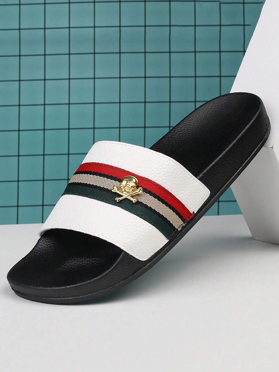 23# Plus Size Men's Summer Slippers, Size 36-50, Outdoor Comfortable Casual Shoes, Lightweight Non-Slip House Slippers, Wear-Resistant Breathable Men's Sandals, Outdoor & Daily Wear (Asymmetric Pattern). The Soles Of These Slippers Are Made Of EVA Material. Do Not Expose To Direct Sunlight For A Long Time, Otherwise The Shoes Will Shrink. - 217 White - View 1