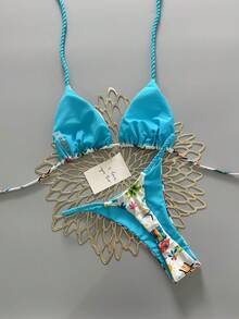 Swim 2-Pieces Tropical Print Casual Cute Elegant Sexy Bohemian Sash Bikini Beach Vacation Spring And Summer Season Women's Set Beach Wear