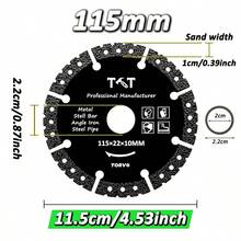 1 件金刚石金属切割刀片，砂轮 115/125 毫米专业金刚石锯片，适用于钢材、金属石材、大理石、铁、铝、混凝土切割片，多功能切割片，适用于铁、钢筋、金属板、铝等 - 黑色 - 查看 3