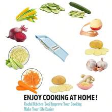 8-In-1 Multi-Functional Kitchen Slicer Set, Includes Various Blades For Cutting Fries, Vegetables, Slicing, Shredding And Peeling, Meets Various Small Kitchen Task Needs - Multicolor - View 6