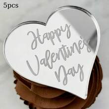 5个/10个/20个金色亚克力情人节蛋糕装饰摆件，求婚甜品桌心形装饰品 - 彩色 - 查看 33