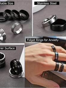 16pcs Stainless Steel Men's Ring Set, Multi-Function Rotatable Rings, Best Gift For Holiday, Birthday, Christmas - 16-piece Ring Set - View 2