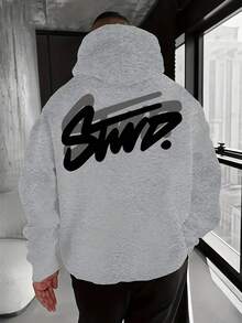 The "Stwd." Graffiti Pattern On The Back Is Printed On The Casual Drawstring Hoodie. The Loose Fit And Pocket Design Create A Versatile And Casual Look. It's The First Choice Of Fashion Experts-Whether Spring, Fall, Winter, Or Summer, It's Suitable For Everyday Wear, Commuting, Traveling, Camping, Parties, And Even At Home. - Xám nhạt A - Xem 1