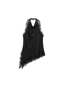 DEEKA Summer New Arrival Women's Fashion Sexy Halter Neck Lace Blouse - Black - View 1
