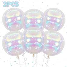 2sets Round Balloons With White Bows, Transparent Round Balloons, 18-Inch Rainbow-Colored Balloons, Used For Decoration At Birthdays, Weddings, Dances And Parties. - Multicolor - View 6