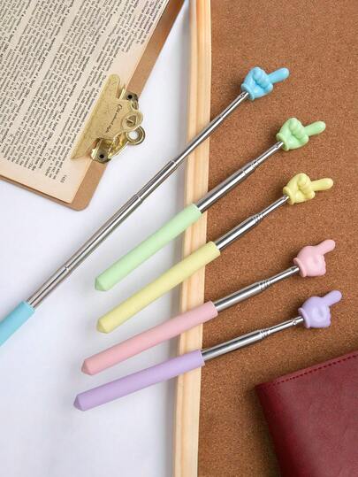 5pcs/1pc Retractable Stainless Steel Reading Pointer, Teaching Pointer, Baton, Suitable For Teachers, Parents, Office, School, Drawing, Highlighter, Stationery, School Supplies, Home Education. The Telescopic Rod Is Made Of High-Quality Stainless Steel, Durable And Corrosion-Resistant.