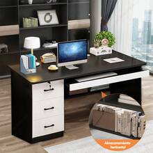 Escritorio Minimalista Multifuncional - Mesa de Trabajo para Home Office, Estudio y Dormitorio, Superficie Amplia y Resistente - Blanco+gris - Ver 3