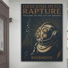 Framed Rapture Poster | Rolled Canvas Print | Game Print.Home Living Room Office Wall Decor, Perfect Gift And Wall Decoration, Room Decor, Wall Art Decor, Wall Decor, Living Room. - Đóng khung - Xem 1