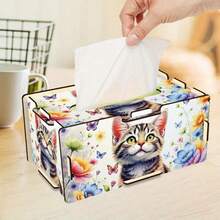 1 Caja de pañuelos de madera artesanal, organizador de almacenamiento reutilizable, perfecto para la decoración del hogar y la oficina, regalo festivo ideal para todas las ocasiones, se puede usar para la organización y el almacenamiento de la oficina, decoración hecha a mano, madera duradera, regalo hecho a mano, caja hecha a mano, decoración navideña.