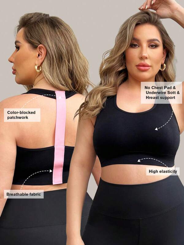 Plus Size Curve Woman Activewear Yoga Clothes Seamless Gym Sports High Support Moisture Wicking Workouts Breathable Outdoor Plus Size Curve Bra