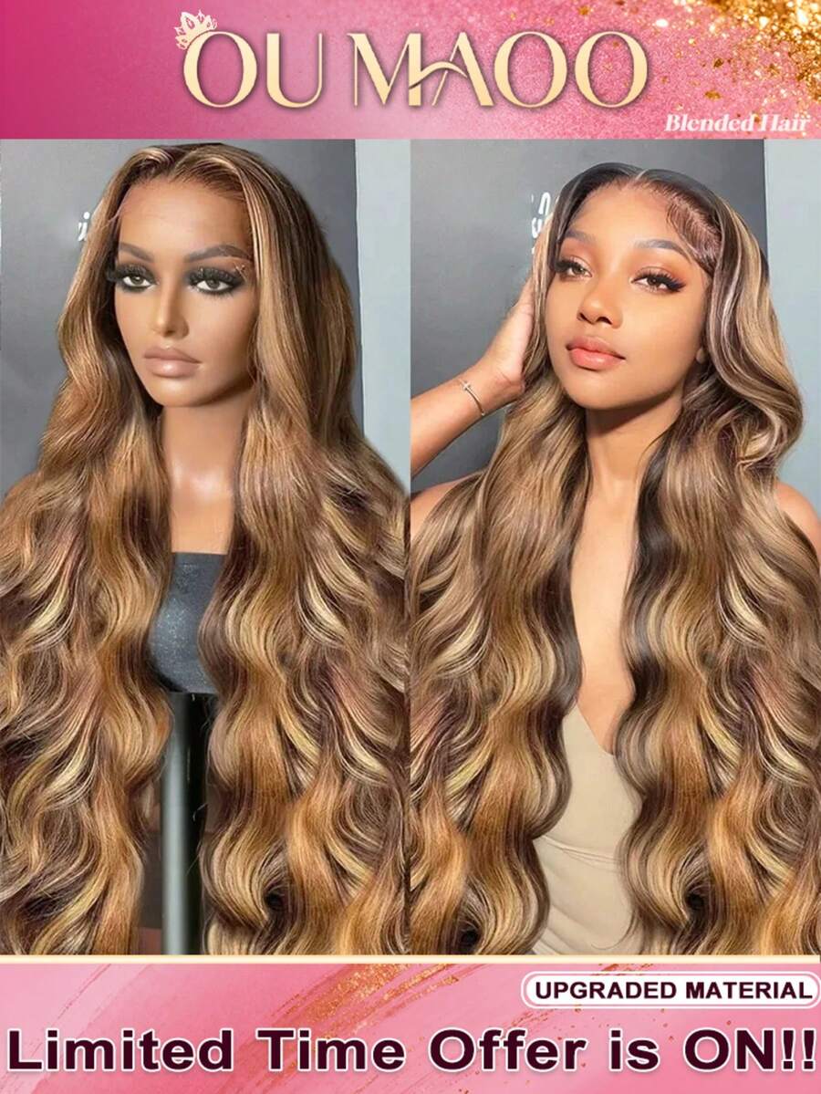 30 Inch Body Wave Lace Front Wigs Human Blended Hair 13x4 HD Lace Frontal Wigs Brazilian Virgin Hair 200% Density Glueless Wigs For Women Pre Plucked With Baby Hair Body Wave Wigs For Black Women Natural Black - SP4/27 - View 1