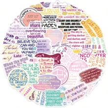 50pcs Dopamine Motivational English Phrase Stickers, Decorative DIY Stickers For Phone, Water Cup - Multicolor - View 5