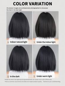 7JHH WIGS Yaki Straight Bob Wig For Women 12 Inch Modest Fashion Black Short Wig With Bangs, Premium Fluffy Synthetic Fiber Full Machine Hair Wig For Daily Wear, Festival Ready & Party ,Cosplay Costume Wigs Accessory - Girl's Gift - Natural Black - View 8