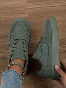 女士时尚休闲运动鞋低帮系带透气拼色运动鞋，轻便舒适滑板鞋