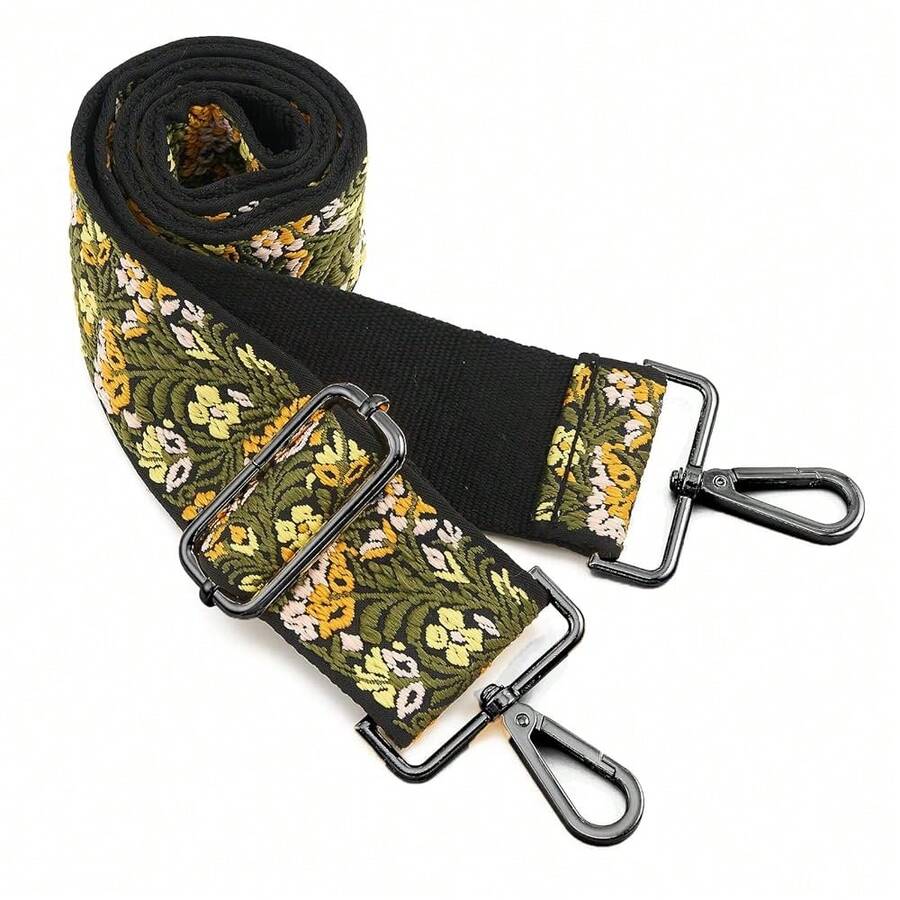 ZOOEASS Nickel Buckles Wide Shoulder Strap Adjustable Replacement Belt Gun Buckles Guitar Style Crossbody Bag Strap{Inchsize_nameinch:InchWide:2\Inch(5cm)Inch,Inchcolor_nameinch:InchWide:1.97\Inch(5cm)EmbroiderFlowers2inch} - Wide:1.97inch(5cm)embroiderFlowers2 - View 1