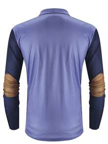 Polo de manga larga con media cremallera, elemento náutico retro para hombre, casual, cómodo, para deportes al aire libre, moda callejera, azul, primavera/otoño/invierno