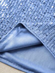 Sequin V-Neck Sleeveless Top, Elegant Tank Top For Spring And Summer Casual Vacation - Blue - View 4