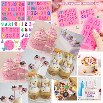 6 PCS Letter Molds For Chocolate Silicone Molds For Cake Decorating Supplies Heart Butterfly Bow Chocolate Fondant Molds For Cupcakes And Desserts