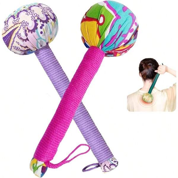 Manual Massage HammerBody Massage Hammer Massage Tools Mugwort Content Greater Than 50percent Lymphatic Drainage Hammer For Pain In Back Waist Legs Shoulders Neck.2Packs Rosered+Purple