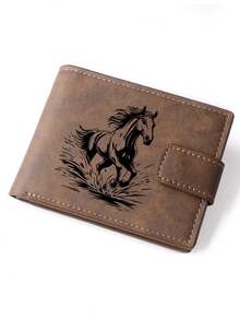 Fashionable Horse Design Faux Leather Wallet - Compact Zipper Card Holder And Coin Purse, Snap Coin & Card Slots, Ideal Daily Use Wallet, Stylish Travel Accessory - one-size - View 13