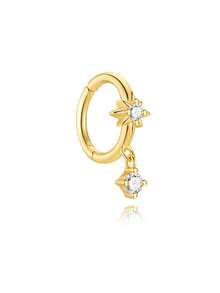 1件 925纯银单排水钻花朵马眼形平底耳骨耳廓穿孔饰品，适合日常佩戴、婚礼、派对、订婚、周年纪念、情人节等场合。 - 金色 - 查看 13