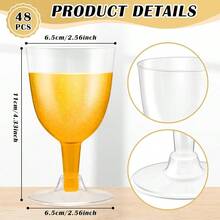 D48 PCS Disposable Plastic Wine GlassesClear Stackable Plastic Goblets Hard Party Wine Cups With Stem For Weddings Birthday Parties Picnics 5 Oz - 清除 - 查看 2