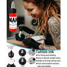 3瓶装黑色纹身墨水，1盎司/30毫升优质纹身颜料，纯黑色纹身墨水，黑色人体彩绘墨水，黑色纹身酊剂，永久纹身用品 - 彩色 - 查看 10