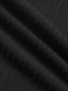 1pc Men's Textured Fabric V-Neck T-Shirt, Soft Drape, Anti-Pilling, Breathable, Suitable For Spring/Summer Casual, Beach, Office, Old Money Style - Black - View 10