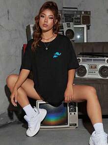 Unisex Casual Print Short Sleeve-Shirt, Fashion Street Style Tee Spring Summer All Seasons - Đen 2 - Xem 4
