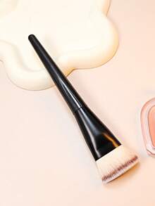 1pc Flat Foundation Makeup Brush, New Black Handle Flat Top Powder Blush Contour Blush Brush,Foundation Brush,Concealer Brush,Blush Brush,Contour Brush,Blush Brush,Bronzer Brush,Powder Brush,Foundation Brush,Blush Brush