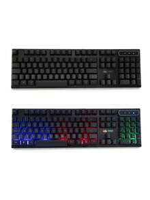 Semi-Mechanical Gaming Keyboard Kit With RGB LED Multimedia Lighting And 3-Button Laser Mouse, USB 2.0 - 彩色 - 查看 3