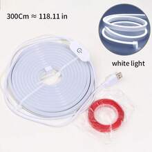 1m/2m/3m/4m/5m LED 触摸激活霓虹灯带，USB 可调光柔性灯带，适用于装饰、直播、化妆镜和浴室 - 白色 - 查看 15
