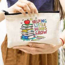 Preppy Style 1/5/10-Pack Canvas Cosmetic Cases For Teachers – Portable Zippered Pouches For Makeup, Stationery, Jewelry Storage – Teacher Life & Survival Kit Printed Designs – Hand-Washable, Multi-Purpose Gift Bags For School, Home – Ideal For Teacher Appreciation, Back To School, Graduation, Thanksgiving, Christmas Gifts Makeup Bag Make Up Bag Makeup Pouch Cosmetic Bag Toiletry Bag Wash Bag Travel Essential Cruise Essentials Vacation Essentials For Men Women - Beige - View 34