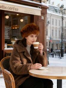 1pc Women's Solid Color Faux Fur Fluffy Hat, Soft Comfortable Warm Minimalist Cap, Casual Versatile Windproof Suitable For Daily Wear, Can Be Matched With Scarf, Autumn/Winter Cold Weather Outfit Women - Multicolor - View 3