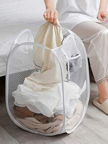 Collapsible Pop-Up Laundry Hamper With Sturdy Handle And Side Pockets. The Mesh Design Makes It Easy To Carry And Fold, Making It An Ideal Dirty Clothes Basket For Dorms, Laundry Rooms, And Bathrooms. Suitable For Storing Clothes, Miscellaneous Items, Dresses, Pants, Shoes, Jeans, Boots, Skirts, Etc. - Multicolor - View 6
