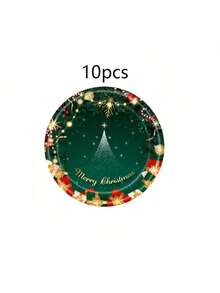 10pcs/20pcs/50pcs/Set Christmas Party Tableware Set - Serves 10 Guests, Includes 9-Inch And 7-Inch Disposable Paper Plates, Napkins, Cups - Ideal For Christmas, Birthday Parties, Baby Showers, Dining Table Decor - Multicolor - View 12