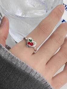 1 件可爱樱桃草莓开口戒指甜食水果首饰适合女士女孩 - 櫻桃戒指 - 查看 14