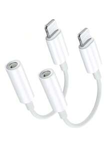 1-3 件 Lightning 转 3.5 毫米音频适配器线缆，兼容 14 13 12 11 系列，3.5 毫米耳机插孔转换器 - 白色 - 查看 10