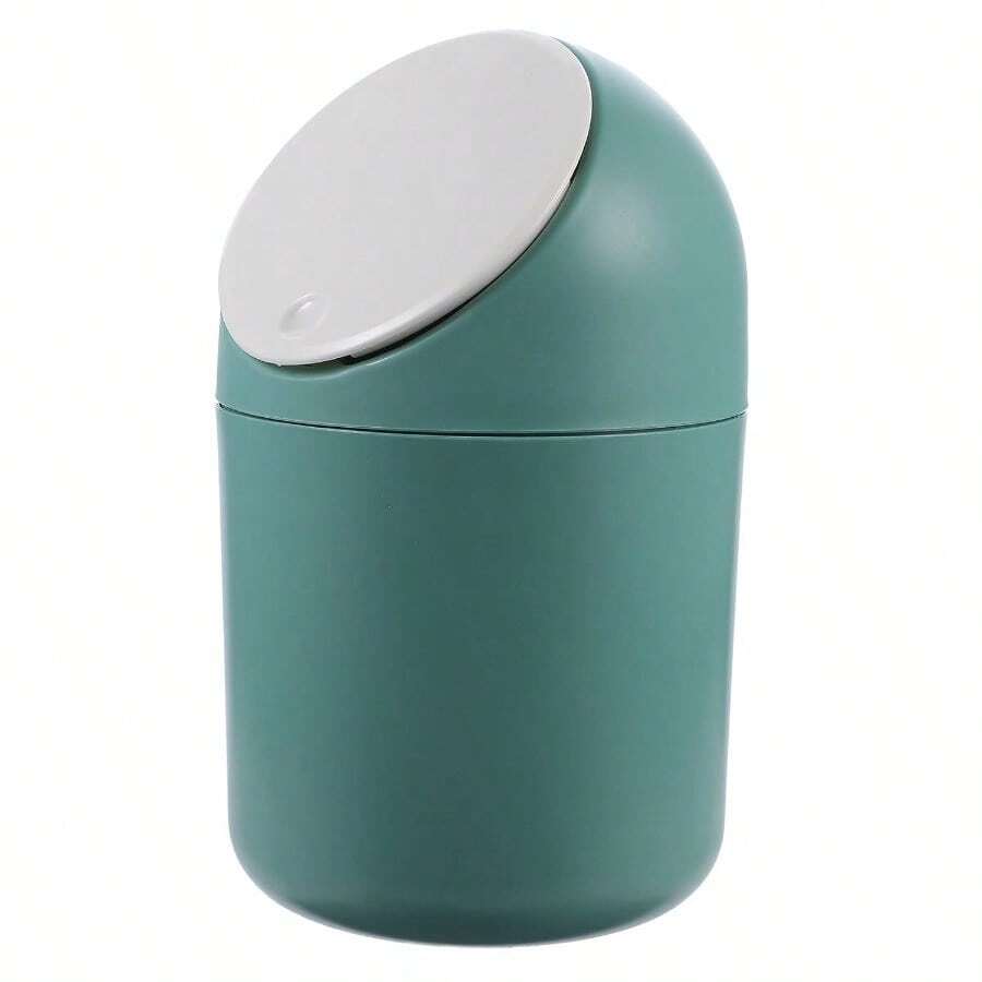 Press-Top Desktop Waste Bin With Lid Green Mini Garbage Can For Office Kitchen Table Small Trash Container Storage Bucket - Default - View 1