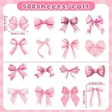 1 Roll 500pcs Valentine's Day Pink Bow Sealing Stickers, Cute Gift Box Blessing Stickers, Holiday Label Stickers - Multicolor - View 4