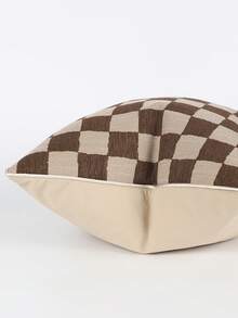 1pc Modern Simple Polyester Linen Textured Jacquard Throw Pillow Cover, Suitable For Sofa, Living Room, Bedroom, 45cm*45cm/18inch*18inch, 50cm*50cm/20inch*20inch, Home Decor, Room Decor, Office Decor, Living Room Decor (No Pillow Insert) - Brown - View 4