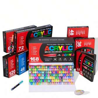 12/24/36/48/60 Colors Direct Liquid Professional Art Acrylic Markers Set Multi-Purpose Art Markers For Drawing Painting On Wood, Glass, Metal, Stone, Plastic DIY Graffiti Back To School Christmas, Halloween And New Year Gifts
