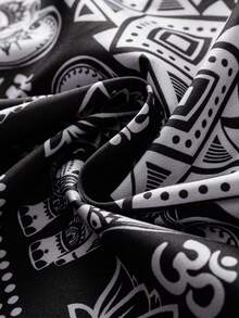 Męski kardigan w stylu retro z nadrukiem w stylu kimono, z długim rękawem, wiązaniem z przodu, swobodna koszula wykonana w 100% z poliestru, bez kołnierzyka, odpowiednia na każdą porę roku – idealny prezent, wygodna odzież wierzchnia | Koszula w stylu vintage | Można prać w pralce - Czarne - Zobacz 9