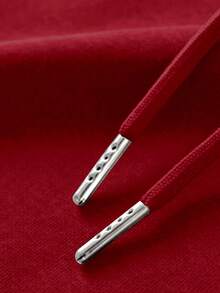 Spring Promotion - Women's Sports Sweatshirt, Short Design, Printed, Multiple Colors Available; Women's Short Thick Drawstring Hooded Sweatshirt, Suitable For Outdoor Sports, Running, Gym Activities - Red - View 4