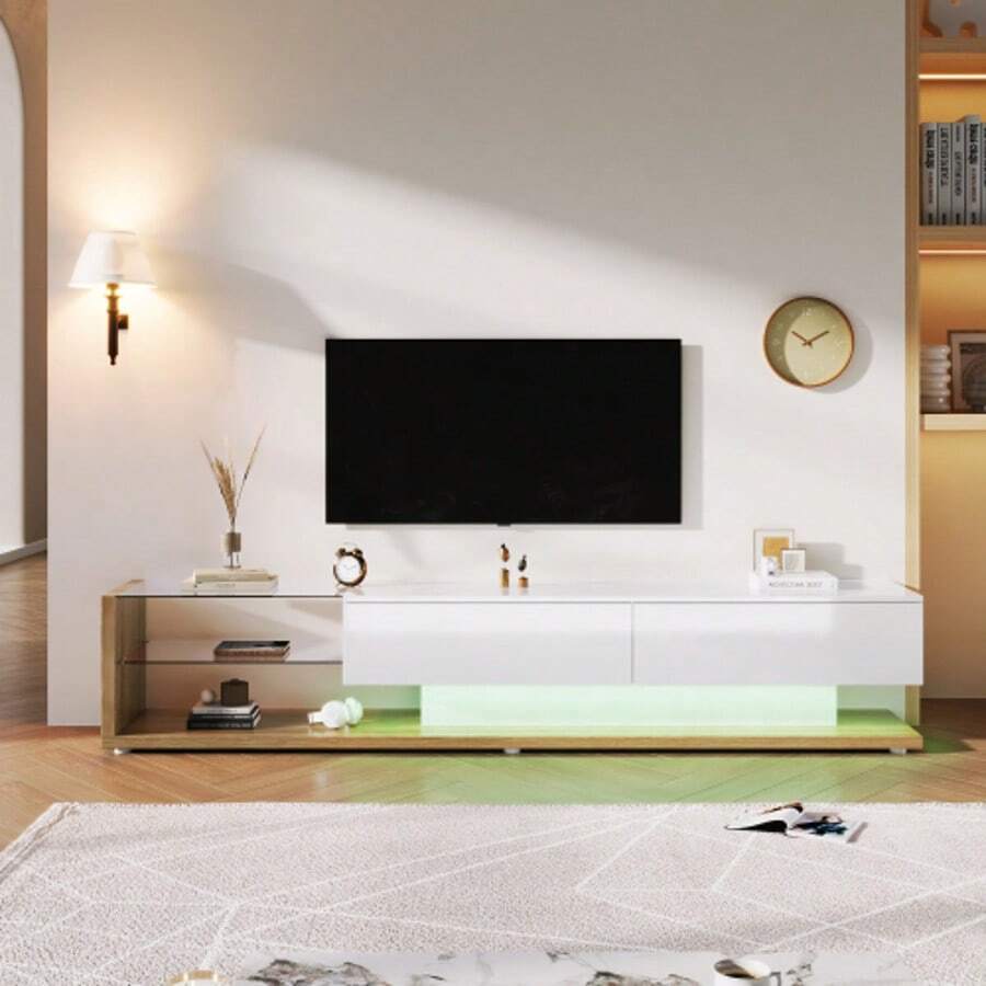 Television Stands & Entertainment Centers - White + Particle Board + 50-59 Inches - View 1