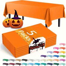 5 طاولات بلاستيكية مستطيلة ذات ألوان خضراء سج للحفلات، أغطية طاولة بلاستيكية بمادة بي إي في إيه قابلة للتخلص منها بمقاس 54 في 72 بوصة لحفلات عيد الميلاد المدرسة المطبخ والمائدة