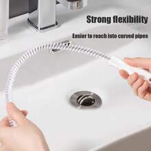 2pcs Bendable Drain Cleaner Tool, Sink Shower Tub Hair Clog Remover, Effective For Capturing Hair And Cleaning Kitchen And Bathroom Pipes - White - View 3