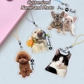 Ciondoli personalizzati per telefono con foto di animali domestici, ciondoli personalizzati con foto di cani, regali per la festa della mamma (per mamme di cani e gatti), regali per amanti degli animali domestici, accessori per telefono.