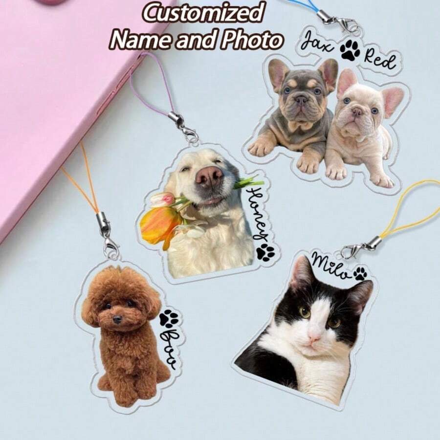 Personalized Pet Photo Phone Charms, Custom Dog Photo Phone Charms, Mother's Day Gifts (For Dog And Cat Moms), Gifts For Pet Lovers, Phone Accessories. - Multicolor - View 1
